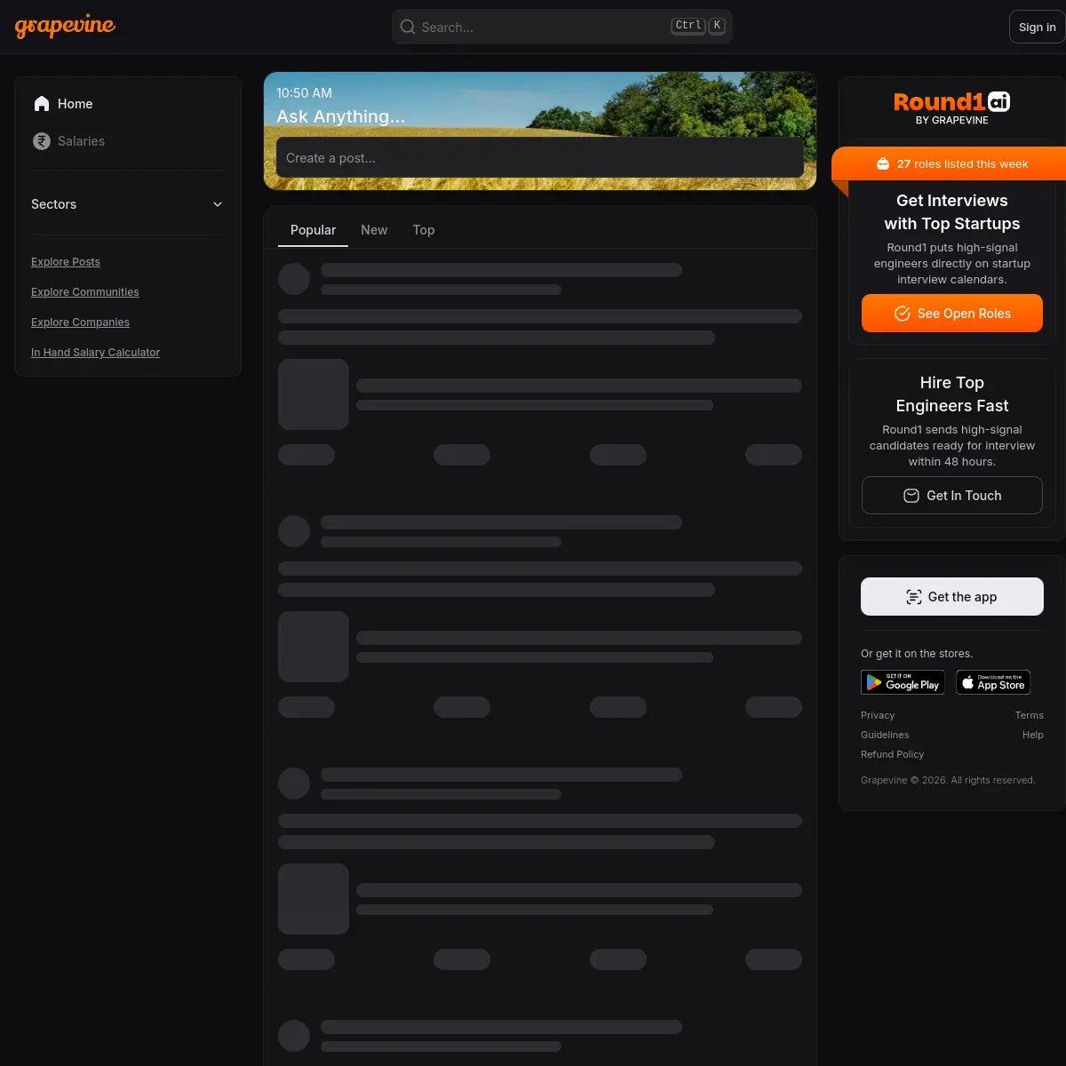 Grapevine website screenshot